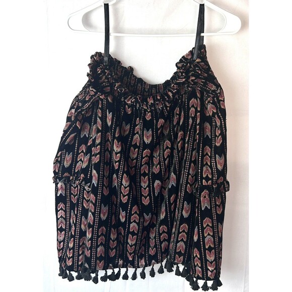 Miss Me Womens Medium Renaissance Bohemian Hippie Retro Velvet Tassel Trim Top‎ - Picture 2 of 9